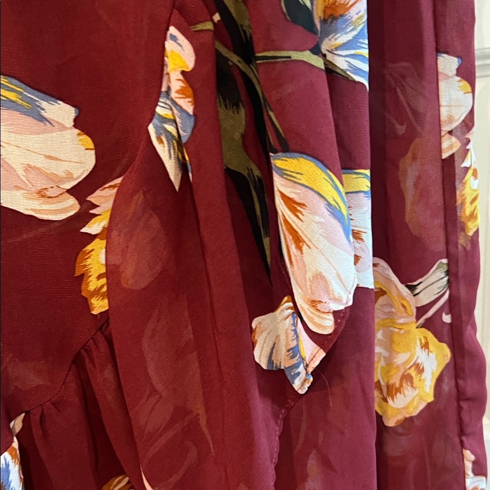 a new day Burgundy Floral Asymmetrical Dress - Picture 6 of 9